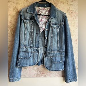7 FAM Peplum Jean Blazer